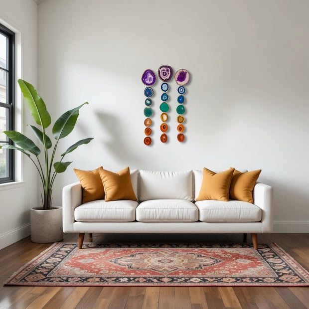 Oversized Chakra Agate Garland – Minimalist Boho Wall Hanging