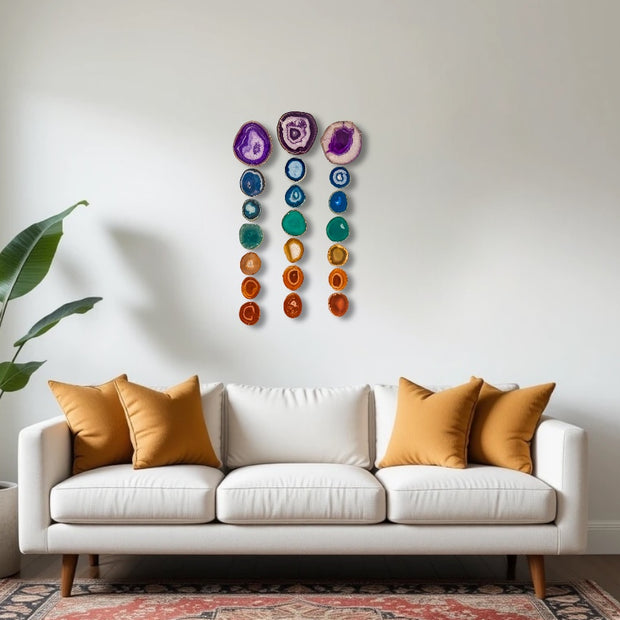 Oversized Chakra Agate Garland – Minimalist Boho Wall Hanging
