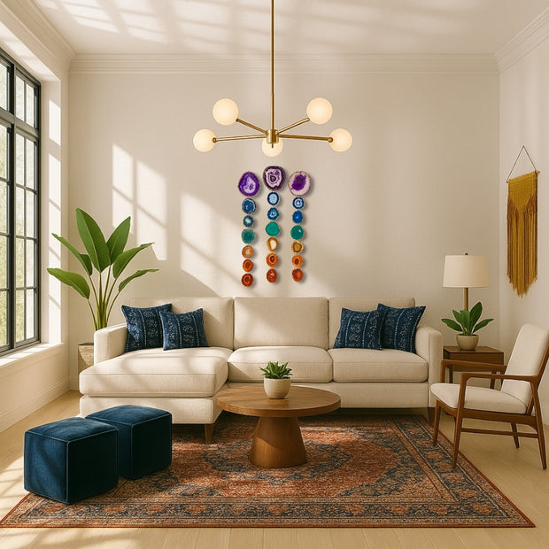 Oversized Chakra Agate Garland – Minimalist Boho Wall Hanging