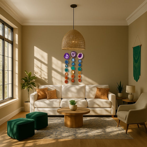 Oversized Chakra Agate Garland – Minimalist Boho Wall Hanging