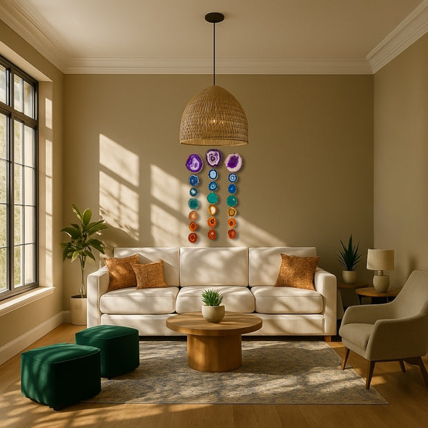 Oversized Chakra Agate Garland – Minimalist Boho Wall Hanging