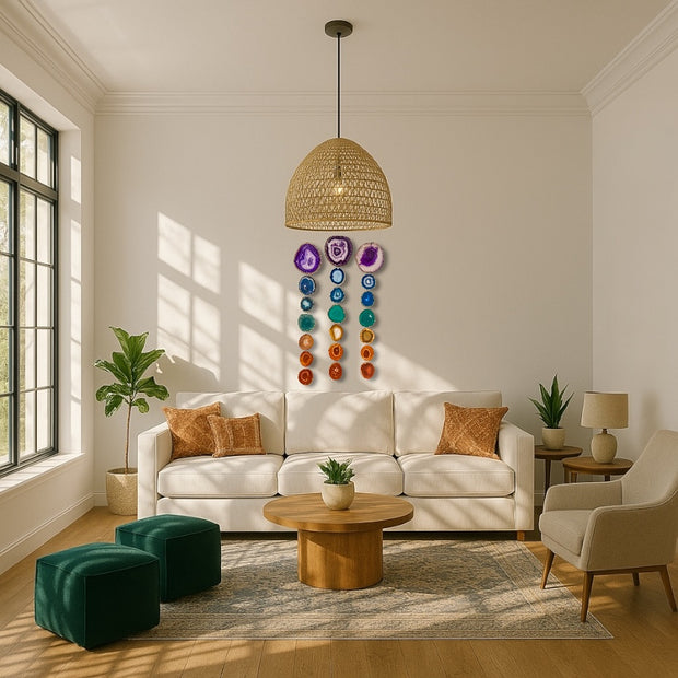 Oversized Chakra Agate Garland – Minimalist Boho Wall Hanging
