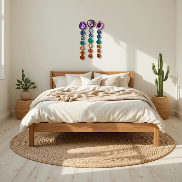 Oversized Chakra Agate Garland – Minimalist Boho Wall Hanging