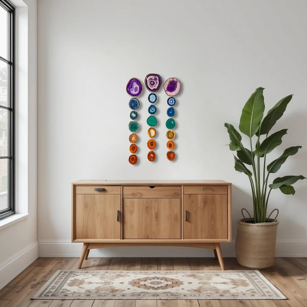 Oversized Chakra Agate Garland – Minimalist Boho Wall Hanging