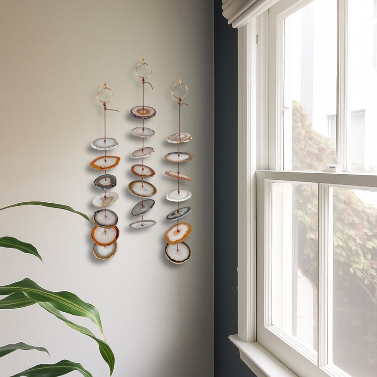 Natural/Gray Agate Gemstone Hanging for Wall or Ceiling - Umber Design