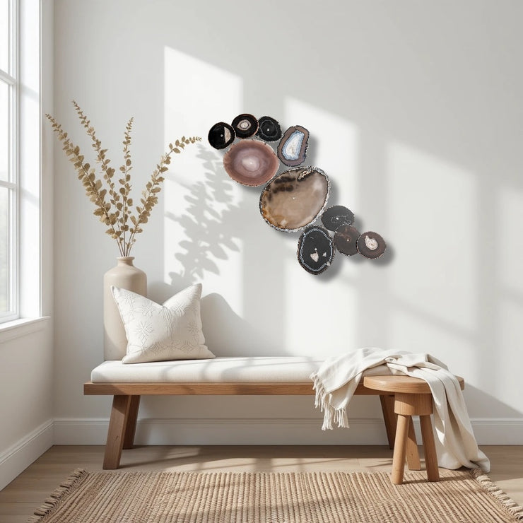 Dark Umber Agate Wall Art Set – 10 Piece | DIY Installation