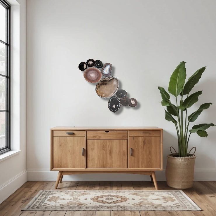 Dark Umber Agate Wall Art Set – 10 Piece | DIY Installation