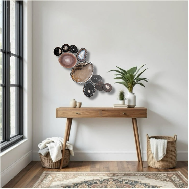 Dark Umber Agate Wall Art Set – 10 Piece | DIY Installation