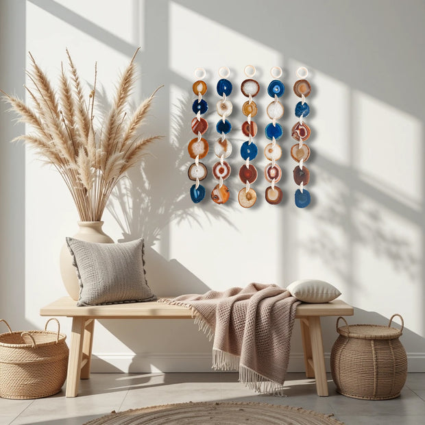 Desert Flame Agate Garland – Handcrafted Boho Wall Hanging (Single or Set)