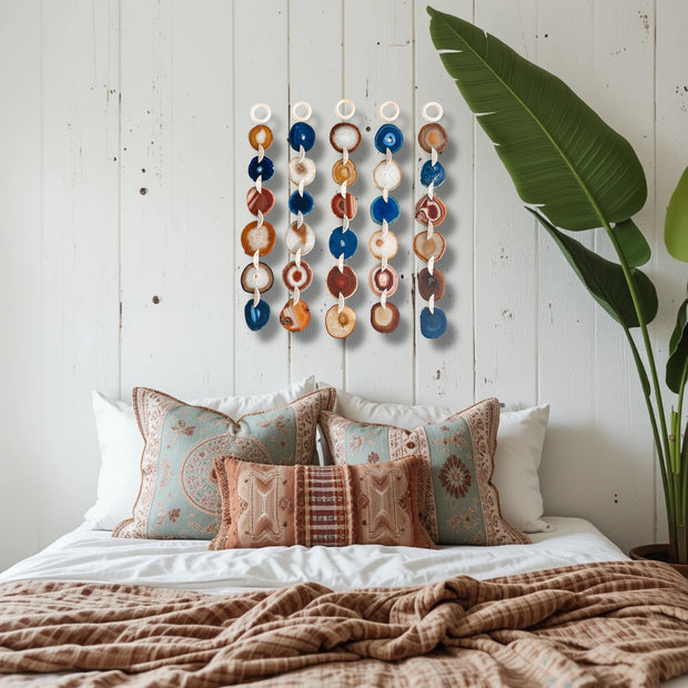 Desert Flame Agate Garland – Handcrafted Boho Wall Hanging (Single or Set)