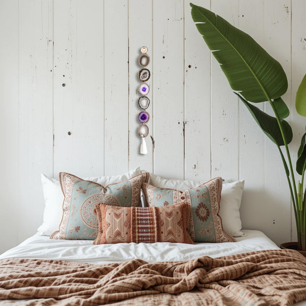Amethyst Agate Garland - Handcrafted Modern Boho Wall Hanging