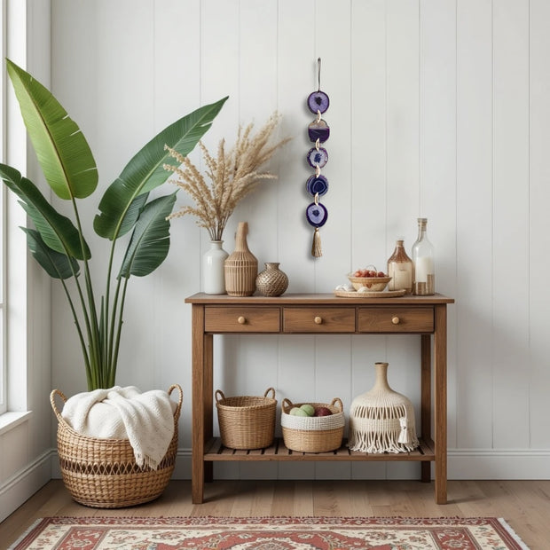 Wisteria Agate Garland – Handcrafted Boho Wall Hanging