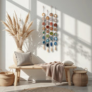 Rosie Natural, Amber, Green & Teal Agate Wall Hanging – Handcrafted Boho Garland (Multiple Sizes)