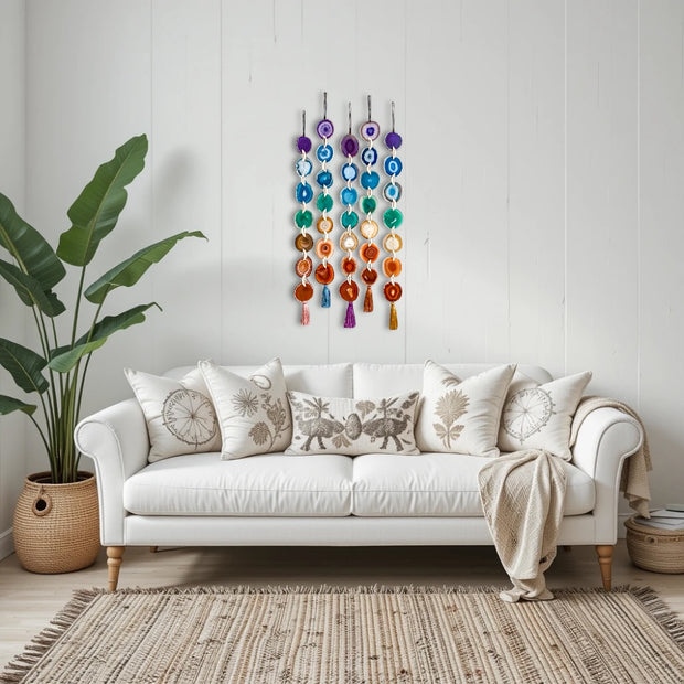 Chakra Rainbow Agate Wall Hanging – Handcrafted Boho Garland