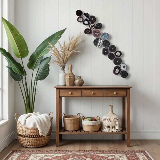 Monochrome Eclipse Agate Wall Art Set – 25 Piece | DIY Installation