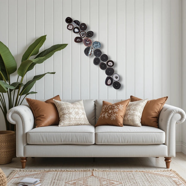 Monochrome Eclipse Agate Wall Art Set – 25 Piece | DIY Installation