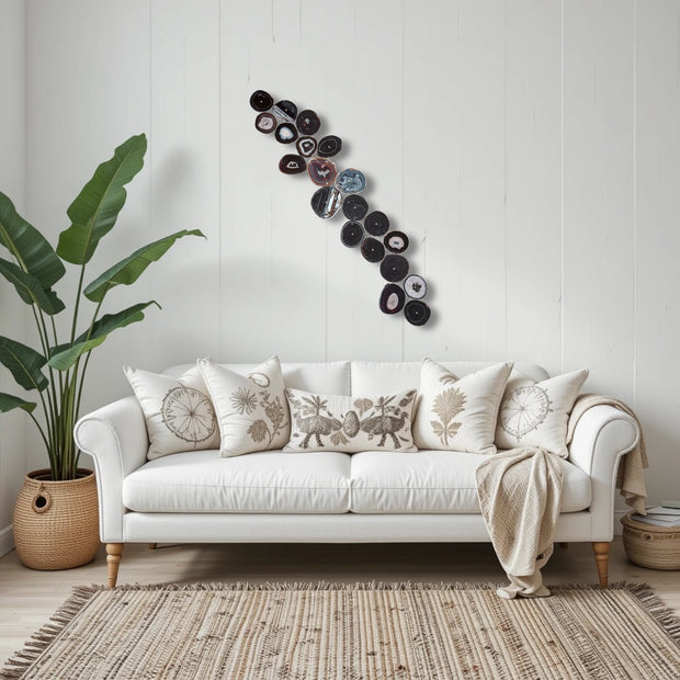 Monochrome Eclipse Agate Wall Art Set – 25 Piece | DIY Installation