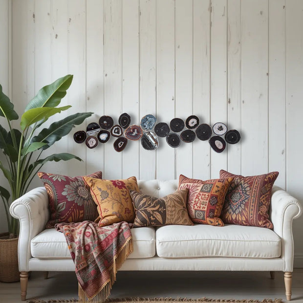 Monochrome Eclipse Agate Wall Art Set – 25 Piece | DIY Installation