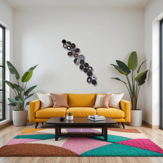 Monochrome Eclipse Agate Wall Art Set – 25 Piece | DIY Installation