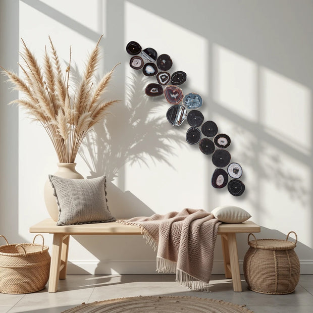 Monochrome Eclipse Agate Wall Art Set – 25 Piece | DIY Installation
