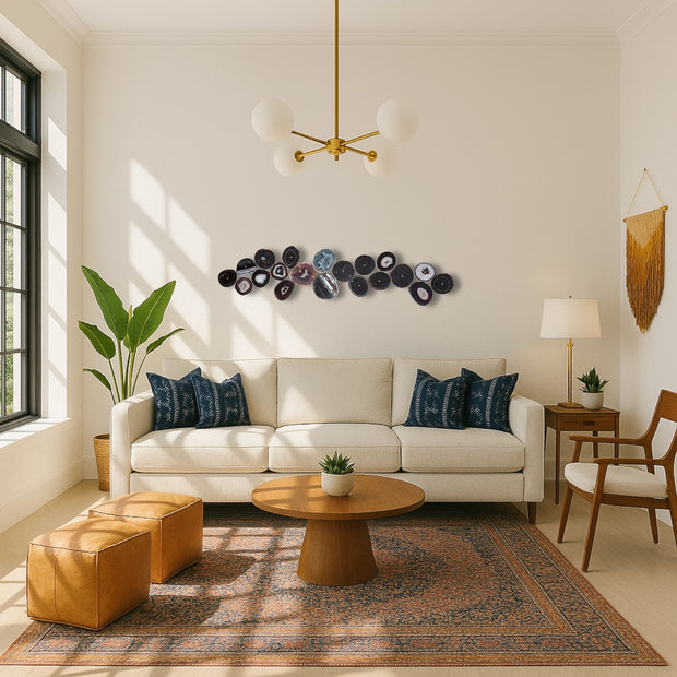 Monochrome Eclipse Agate Wall Art Set – 25 Piece | DIY Installation