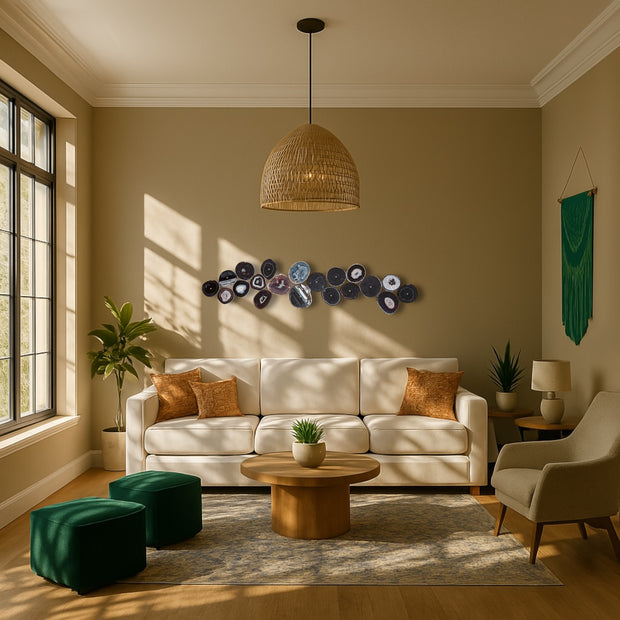 Monochrome Eclipse Agate Wall Art Set – 25 Piece | DIY Installation