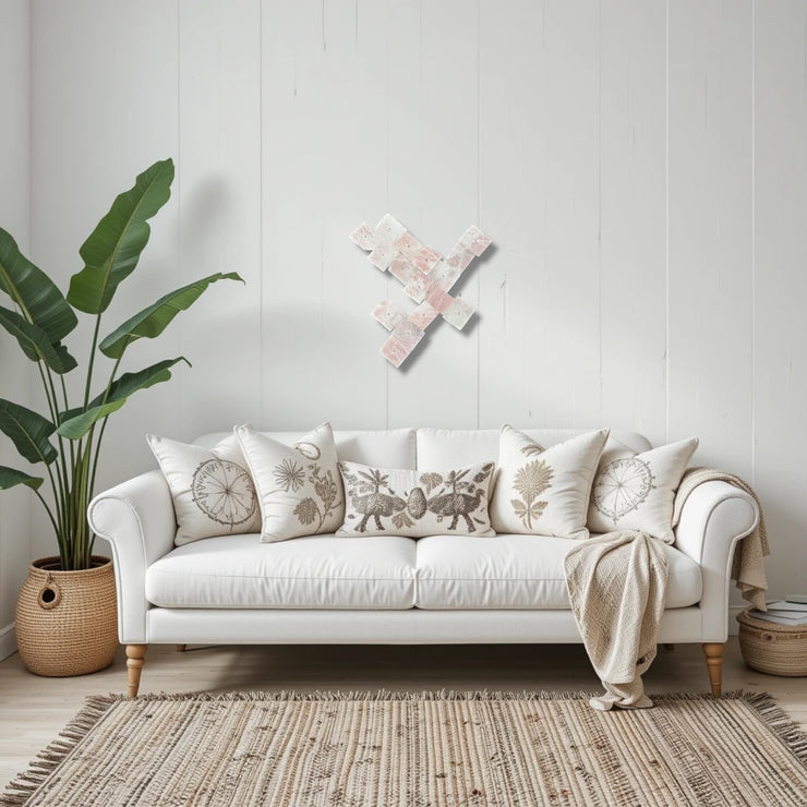 Blush Terra – 16-Piece Rose Quartz Wall Art Set