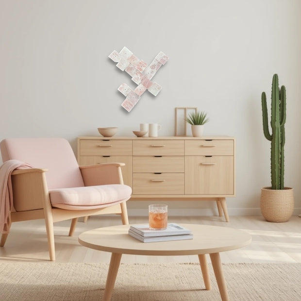 Blush Terra – 16-Piece Rose Quartz Wall Art Set