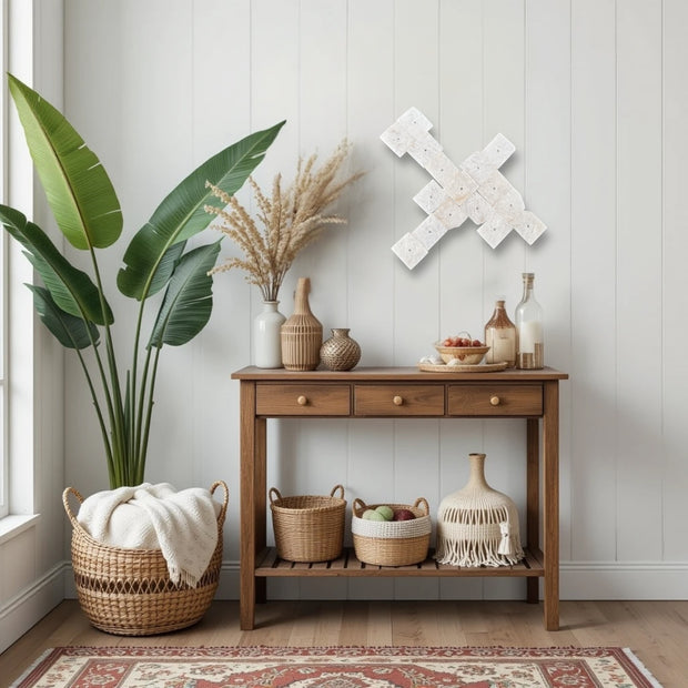 Serenity Grid – 16-Piece White Quartz Wall Art Set