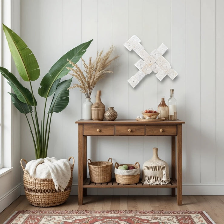 Serenity Grid – 16-Piece White Quartz Wall Art Set