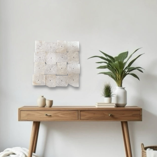 Serenity Grid – 16-Piece White Quartz Wall Art Set