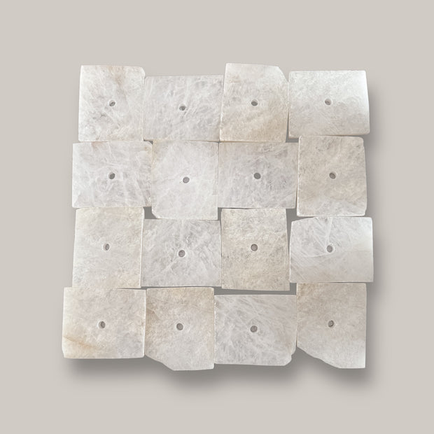 Serenity Grid – 16-Piece White Quartz Wall Art Set