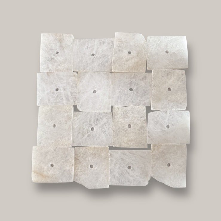 Serenity Grid – 16-Piece White Quartz Wall Art Set