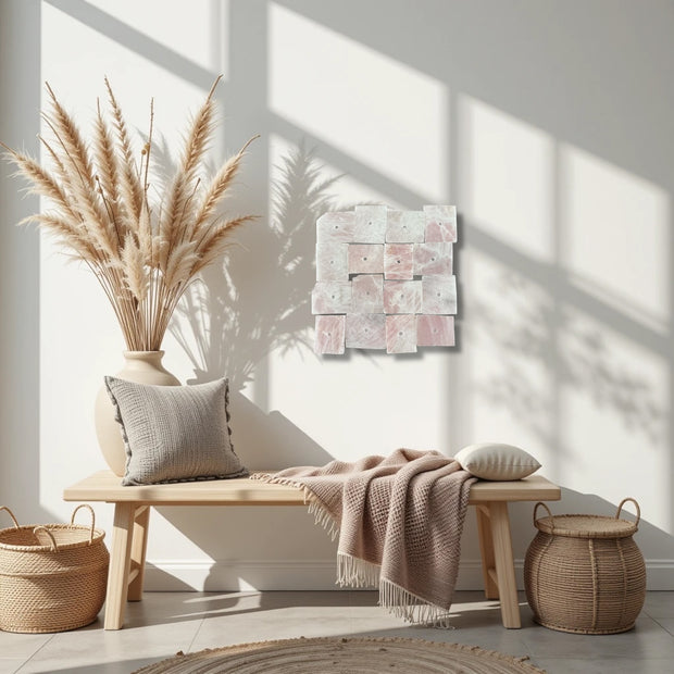 Blush Terra – 16-Piece Rose Quartz Wall Art Set