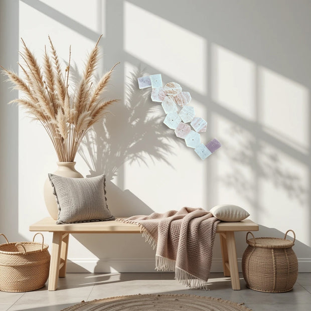Harmony Shapes – Rose &amp; White Quartz Slab Wall Art Set – 13 Pieces