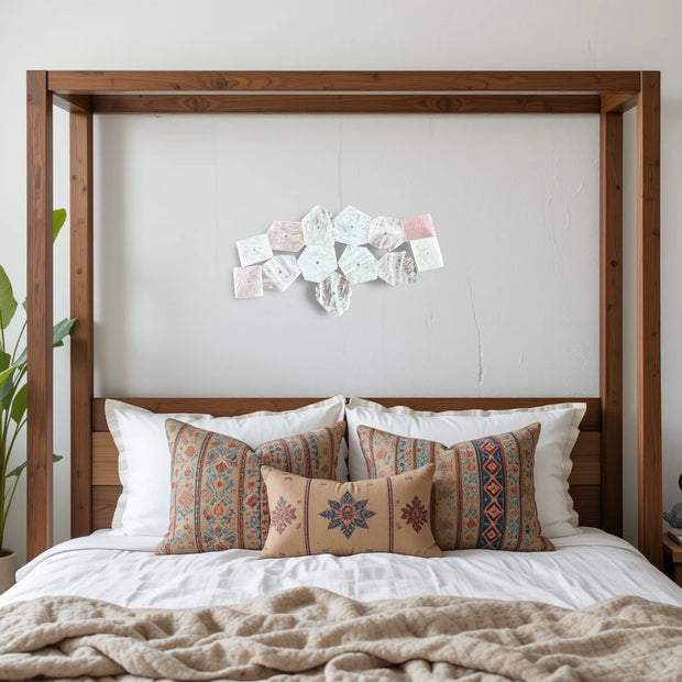 Harmony Shapes – Rose &amp; White Quartz Slab Wall Art Set – 13 Pieces
