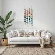 Rosie Natural, Amber, Green & Teal Agate Wall Hanging – Handcrafted Boho Garland (Multiple Sizes)