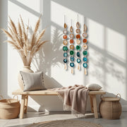 Rosie Natural, Amber, Green & Teal Agate Wall Hanging – Handcrafted Boho Garland (Multiple Sizes)