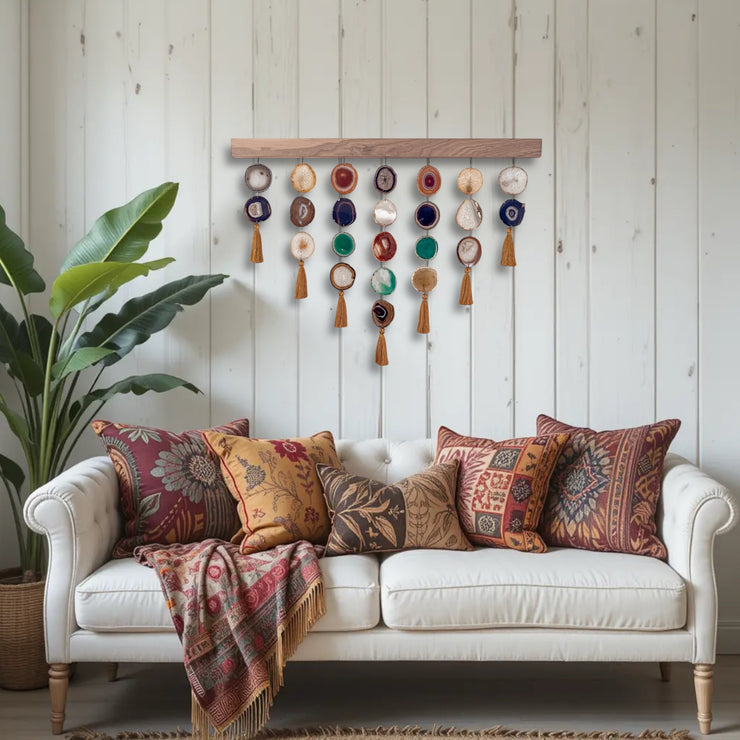 Southwest Boho Uma Agate Wall Hanging (36 Inch) – Handcrafted Boho Wall Décor