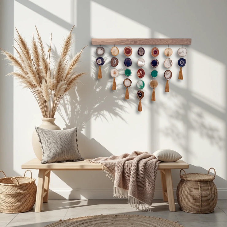 Southwest Boho Uma Agate Wall Hanging (36 Inch) – Handcrafted Boho Wall Décor
