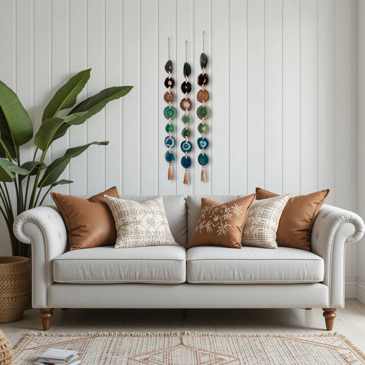 Jackson Brown, Green & Teal Agate Wall Hanging – Handcrafted Boho Garland (Multiple Sizes)