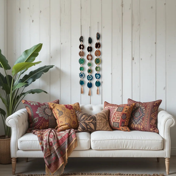 Jackson Brown, Green & Teal Agate Wall Hanging – Handcrafted Boho Garland (Multiple Sizes)