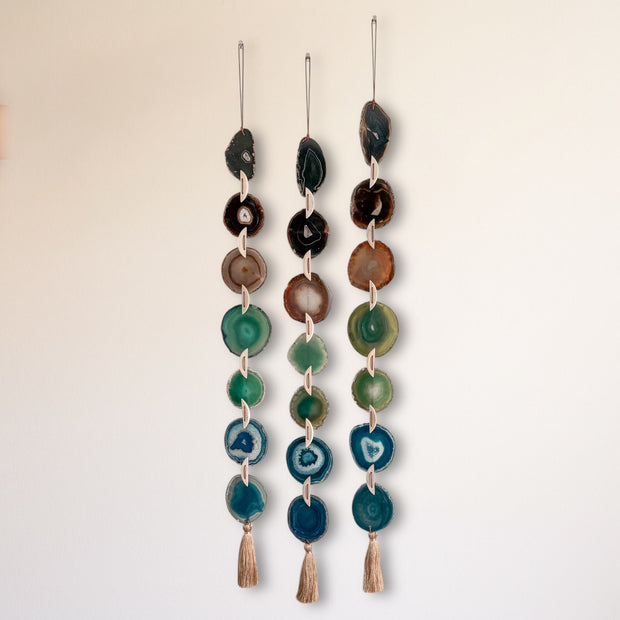 Brown, Green & Teal Agate Garland – Jackson Boho Wall Hanging