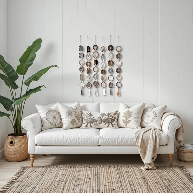 Natural, Gray & Cream Agate Garland – Umber Boho Wall Hanging (Batch No. 1)