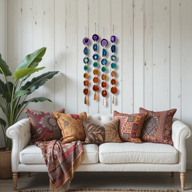 Chakra Rainbow Agate Garland – Boho Wall Hanging (Batch No. 1)