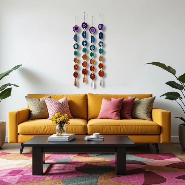 Chakra Rainbow Agate Garland – Boho Wall Hanging (Batch No. 1)