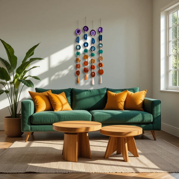 Chakra Rainbow Agate Garland – Boho Wall Hanging (Batch No. 1)