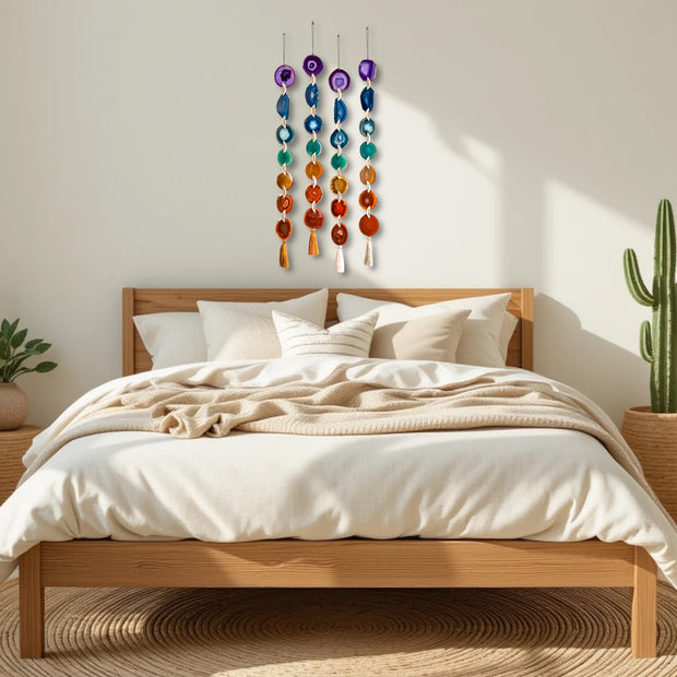 Chakra Rainbow Agate Garland – Boho Wall Hanging (Batch No. 1)