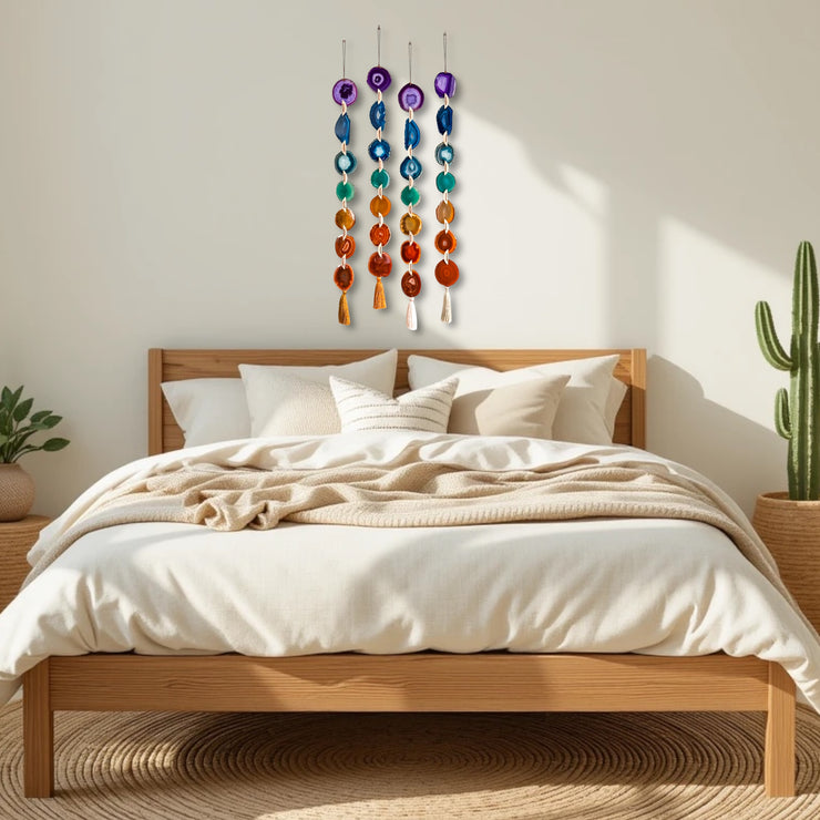 Chakra Rainbow Agate Wall Hanging – Handcrafted Boho Garland