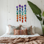Chakra Minimalist Agate Garland – Rainbow Boho Wall Hanging